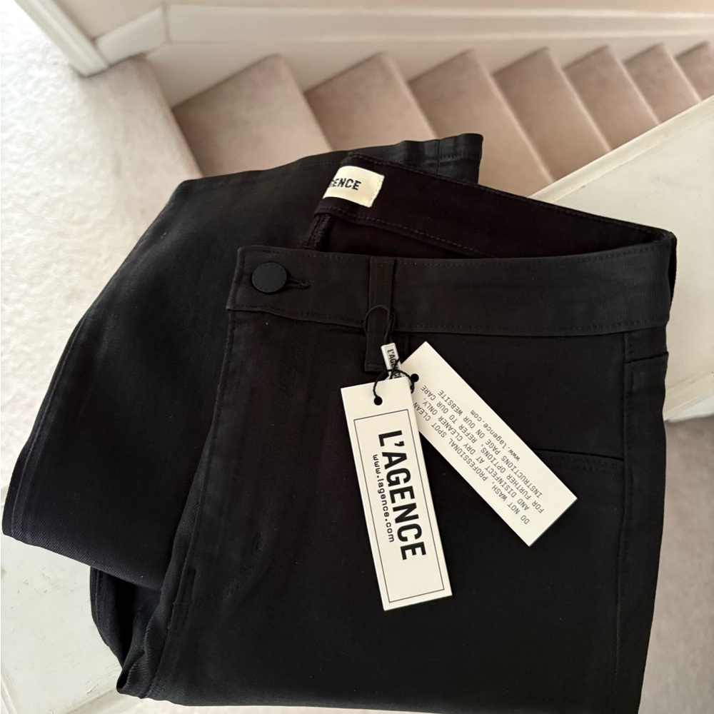 L'AGENCE TATI High Rise Crop Micro Boot Jeans Back Coated